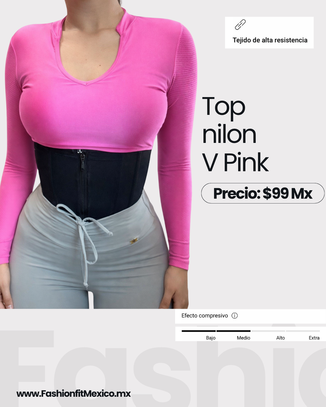Top manga larga pink