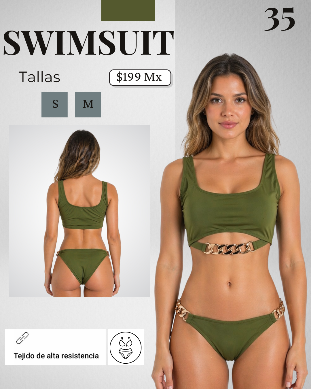 Swimsuit olive 35