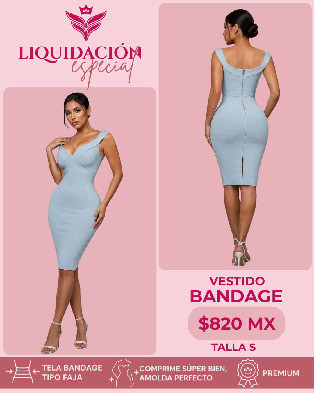 Bandage vestido sky