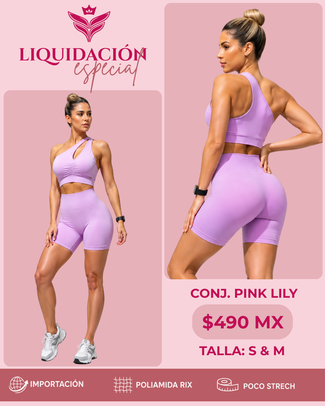 Conj. short pink lili