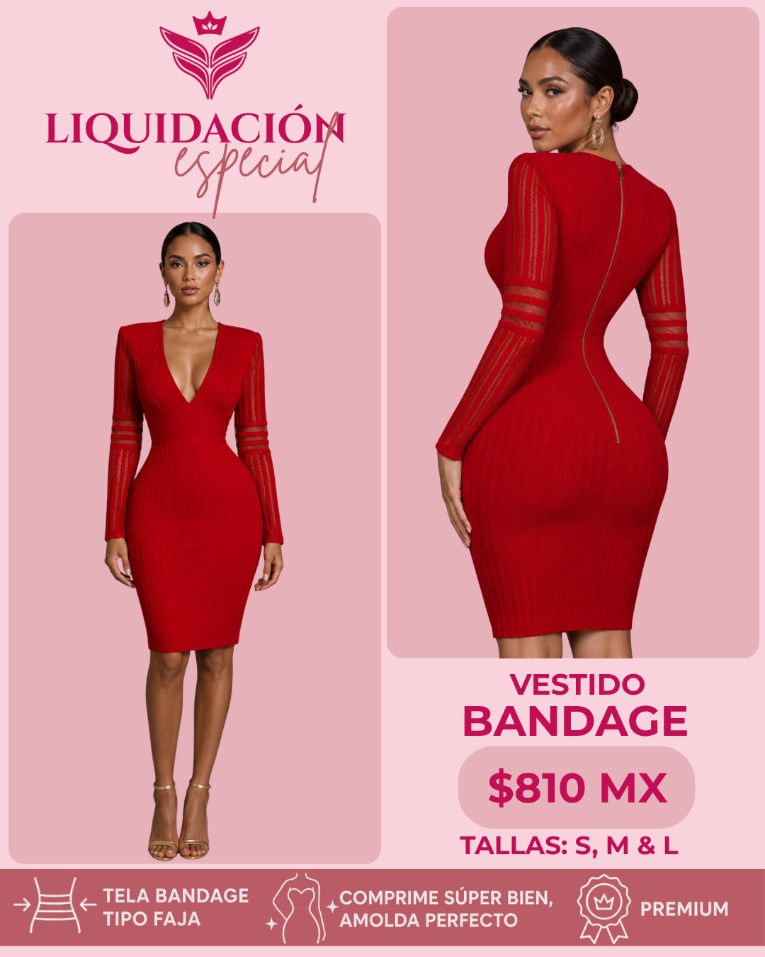 Vestido Bandage red