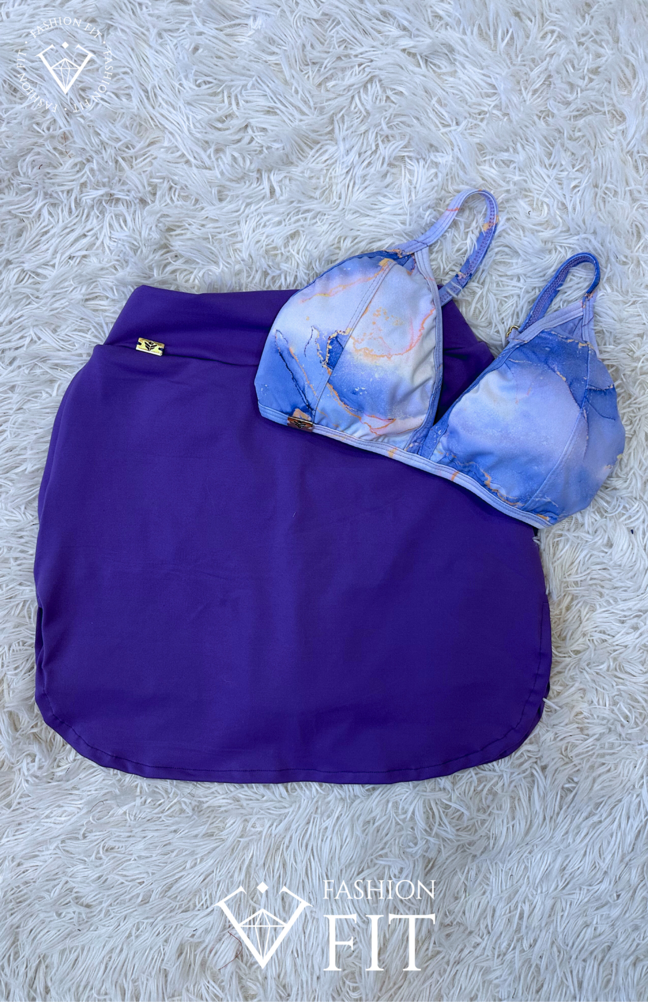 D128 Conj. falda morado