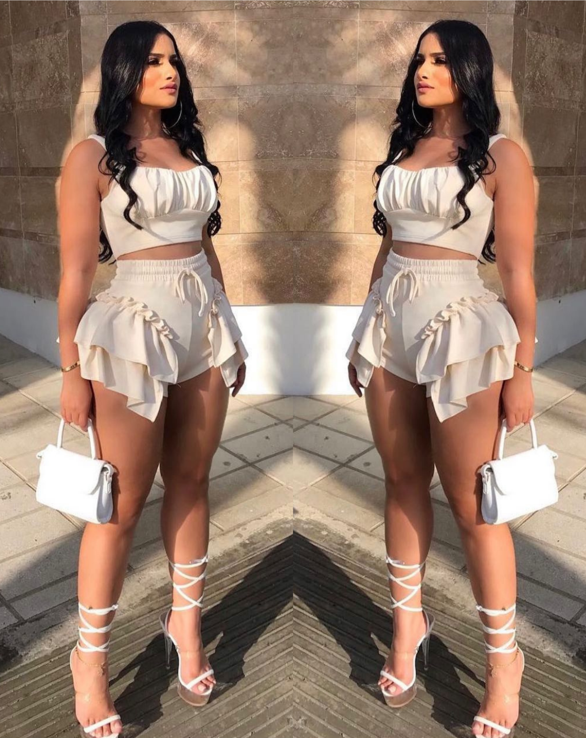 V201 Set falda short